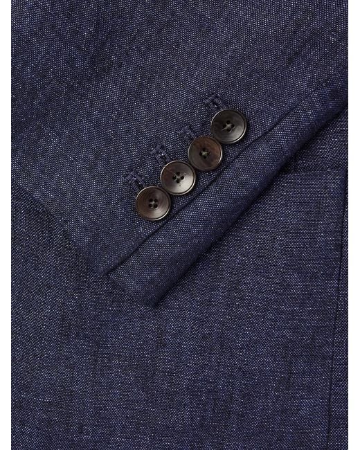 Mr P. Blue Unstructured Linen-Chambray Suit Jacket for men
