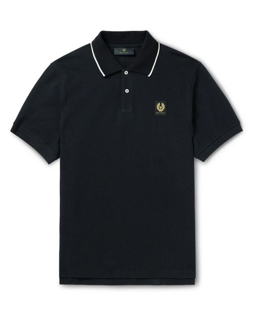 Belstaff Black Logo-appliquéd Cotton-piqué Polo Shirt for men