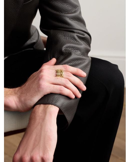 Hoorsenbuhs Black Damash 18-karat Gold Ring for men