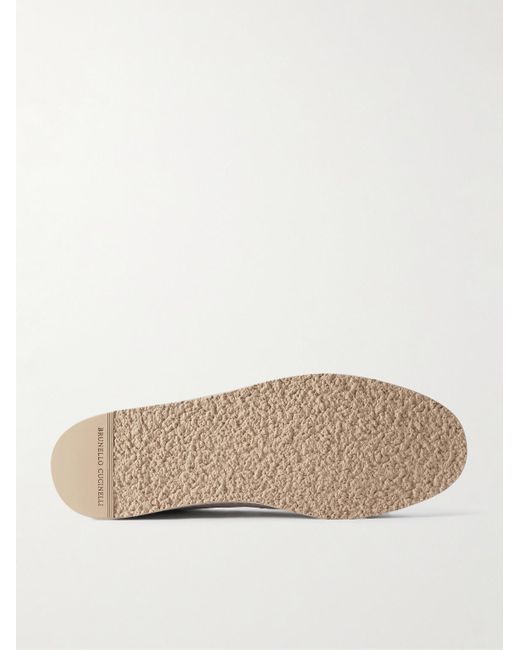 Brunello Cucinelli Natural Washed-Suede Penny Loafers for men