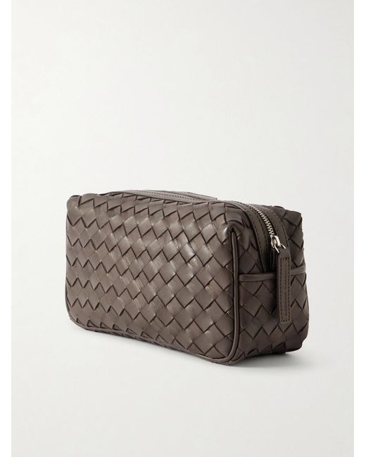 Officine Creative Brown Armour 014 Woven Leather Wash Bag for men