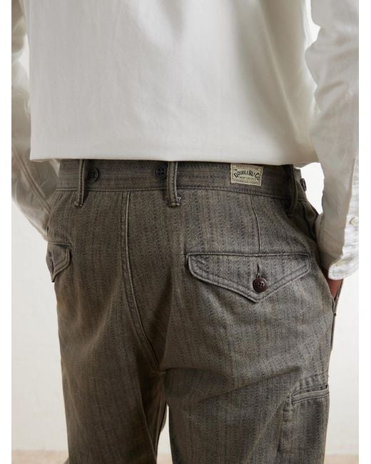 RRL Gray Stanton Straight-leg Striped Cotton-twill Trousers for men