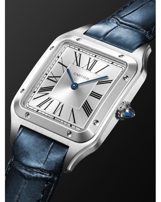 Cartier Black Santos-Dumont Large Stainless Steel Watch, Ref. W2Sa0085 for men