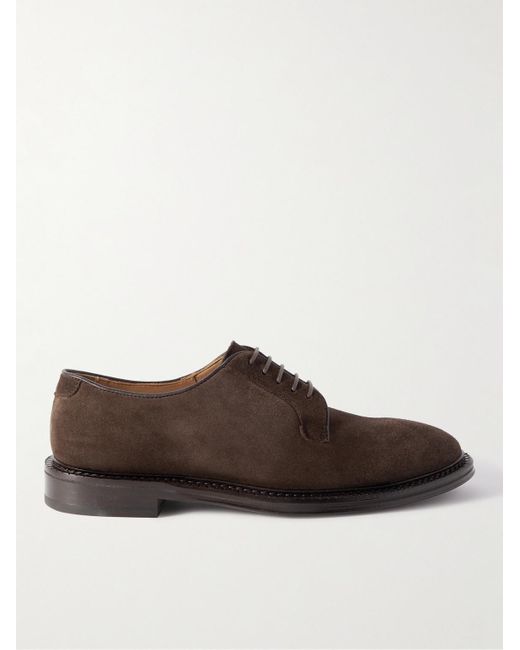 Mr P. Brown Suede Derby Shoes for men