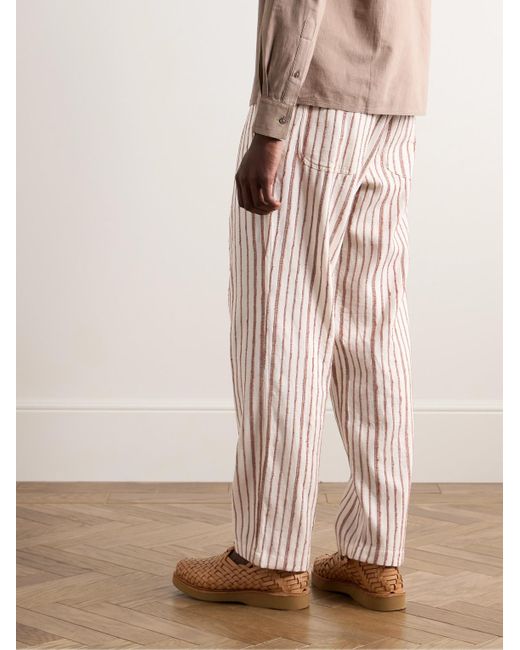 Kardo Pink Thomas Straight-leg Embroidered Striped Cotton Suit Trousers for men