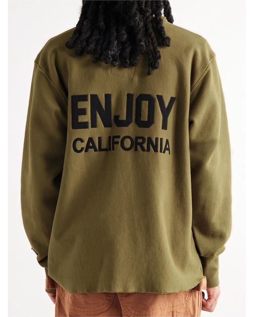 Les Tien Green Distressed Embellished Cotton-Jersey Sweatshirt for men