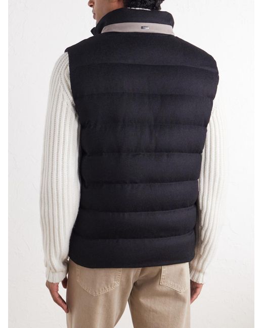 Herno Blue Quilted Silk And Cashmere-Blend Gilet for men