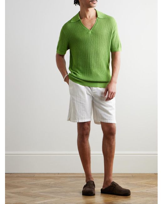 Frescobol Carioca Green Joaquim Ribbed Cotton-blend Polo Shirt for men