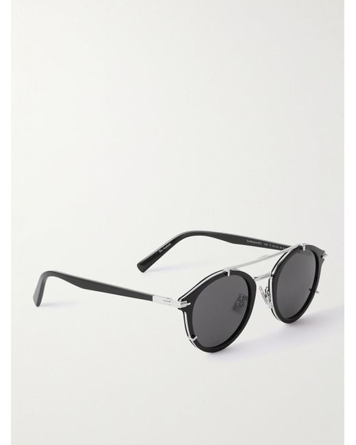 Dior DiorBlackSuit RI Sonnenbrille mit rundem Rahmen aus Azetat und silberfarbenen Details in Blue für Herren