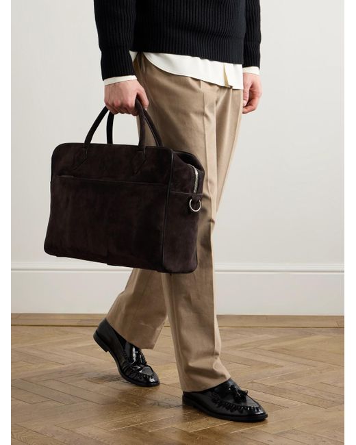 Metier Black Closer All Day Full-Grain Leather-Trimmed Suede Briefcase for men
