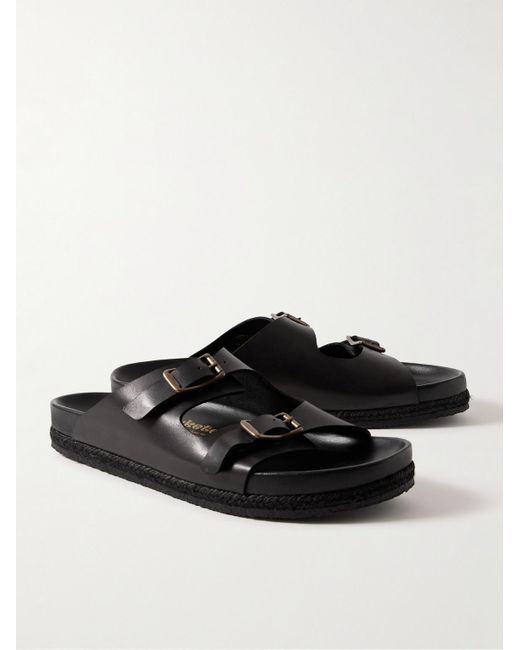 Yuketen Black Sal-2 Leather Sandals for men