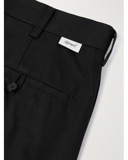 (w)taps Black Straight-leg Cropped Canvas Trousers for men