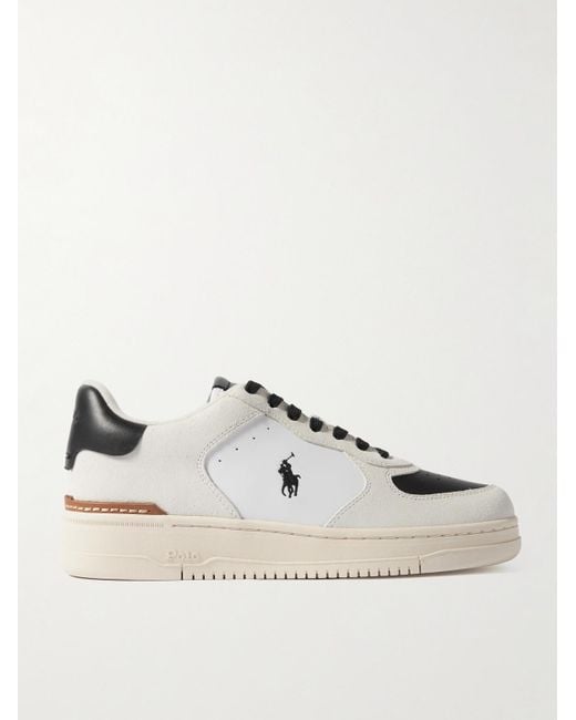 Polo Ralph Lauren Natural Masters Court Logo-embroidered Leather And Suede Sneakers for men