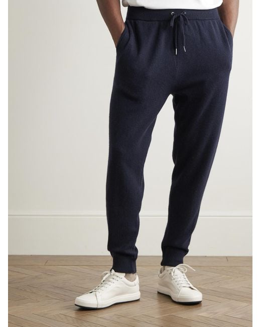 Derek Rose Blue Finley Tapered Cashmere Sweatpants for men