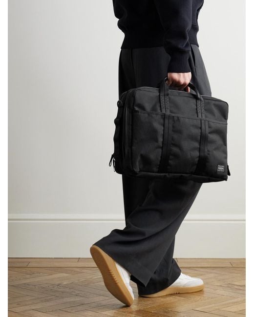Porter-Yoshida and Co Black Hybrid 3Way Convertible Cordura Nylon Briefcase for men