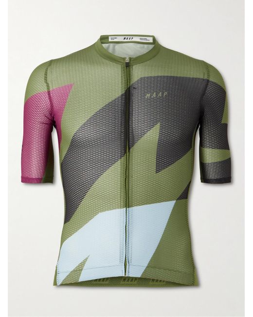 MAAP Green Emerge Ultralight Pro Printed Recycled Stretch-mesh Cycling Jersey for men