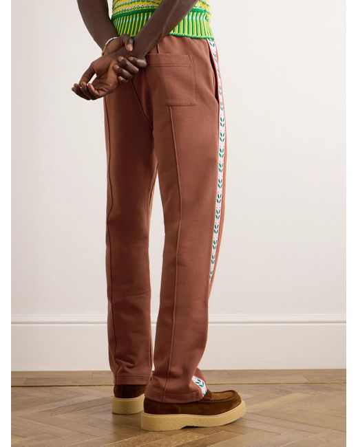 Casablancabrand Brown Laurel Straight-leg Logo-appliquéd Organic Cotton-jersey Sweatpants for men