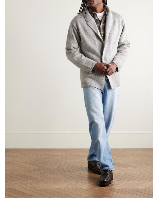 Inis Meáin Gray Unstructured Merino Wool And Cashmere-blend Cardigan for men
