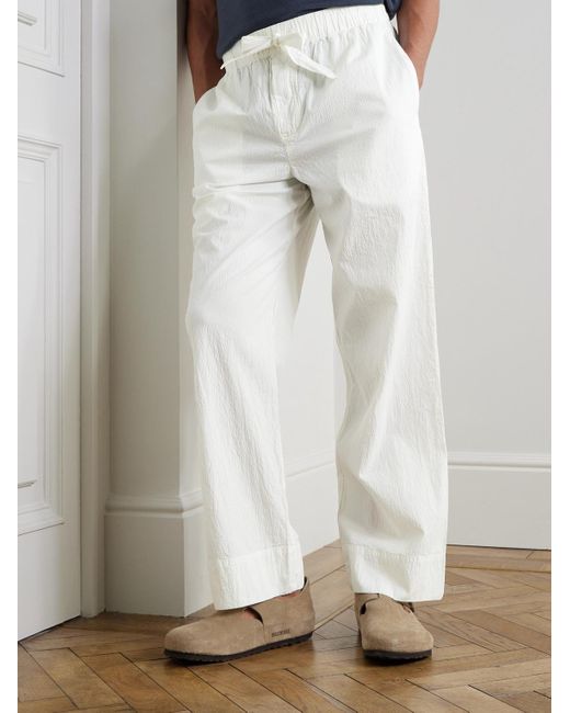 Frescobol Carioca Luan gerade geschnittene Hose aus Seersucker aus einer Baumwollmischung in White für Herren
