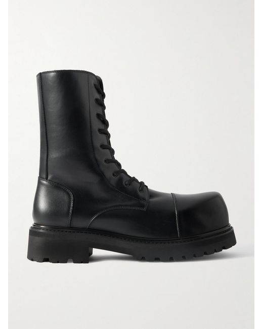 Vetements Black Stomp Leather Combat Boots for men