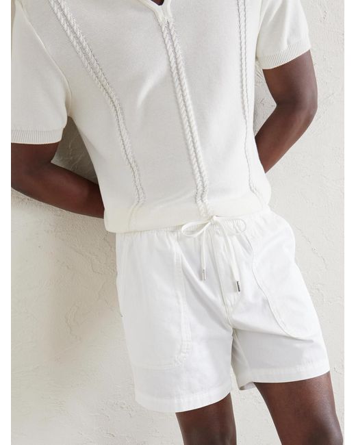 Mr P. White Straight-Leg Cotton Drawstring Shorts for men