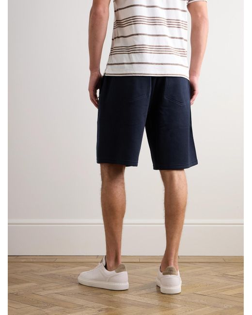 Brunello Cucinelli Blue Straight-Leg Cotton-Blend Jersey Drawstring Shorts for men