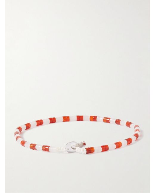 Miansai Red Kai Silver Carnelian Beaded Bracelet for men