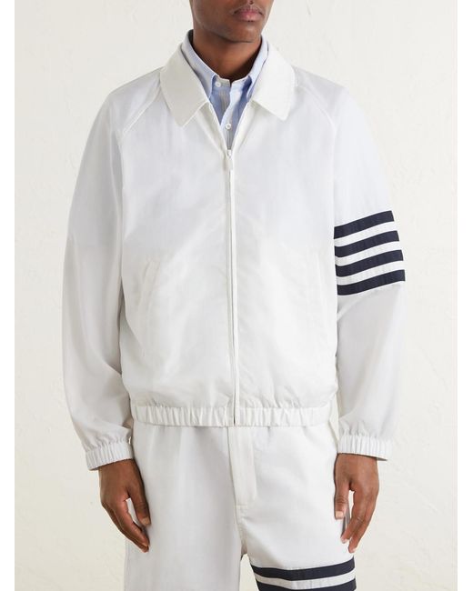Thom Browne White Striped Ripstop Track Jacket for men