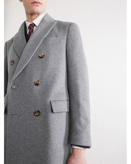 Lardini Gray Double-Breasted Wool Coat for men