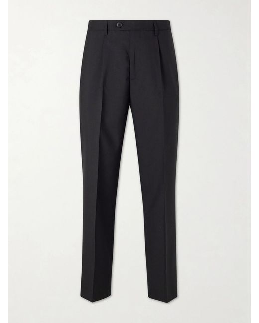 mfpen Blue Formal Straight-leg Pleated Wool Suit Trousers for men