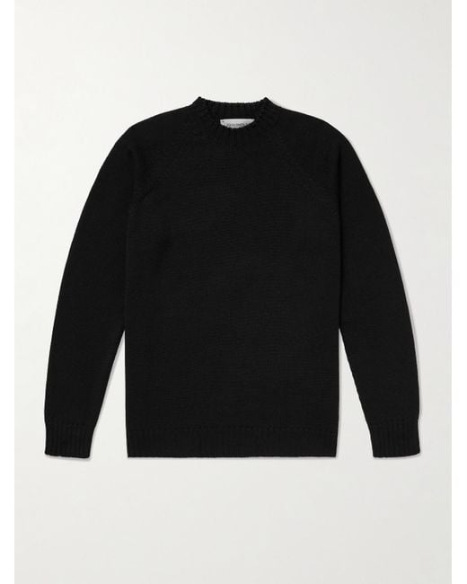 John Smedley Black Denver Extrafine Merino Wool Sweater for men