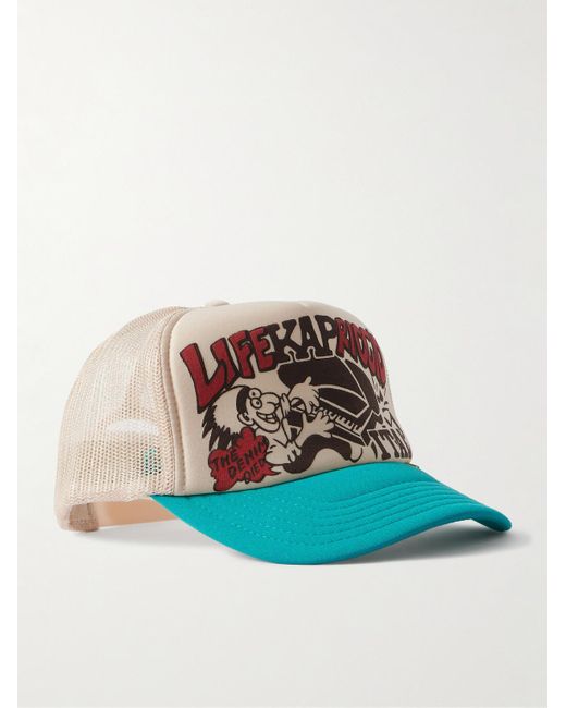 Life Kapriccio Mesh-Trimmed Printed Scuba Trucker Cap di Kapital in Blue da Uomo