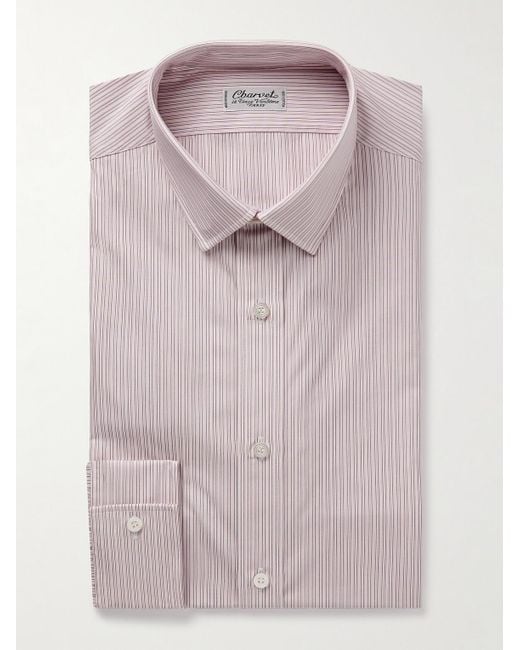 Charvet Pink Striped Cotton-Poplin Shirt for men