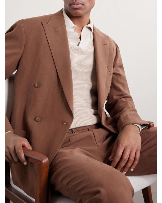 Thom Sweeney Natural Cotton Long Sleeve Polo for men