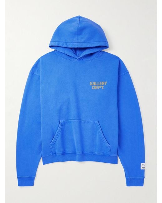 GALLERY DEPT. Blue 90's Oversized Logo-Print Cotton-Jersey Hoodie for men
