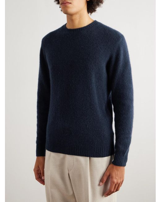 Brushed Cashmere-Blend Sweater di Thom Sweeney in Blue da Uomo