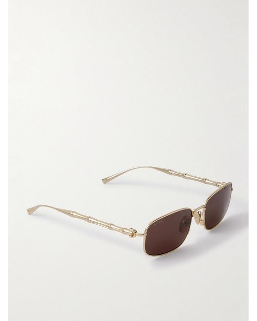 Gucci Metallic Bamboo Rectangular-Frame-Tone Sunglasses for men