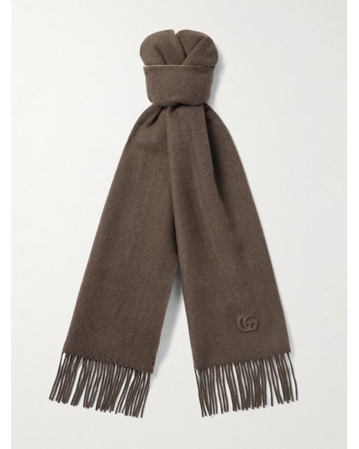 Gucci Schal aus Kaschmir mit Lederbesatz in Brown für Herren