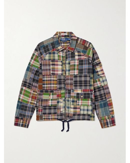 Polo Ralph Lauren Gray Patchwork Checked Cotton Blouson Jacket for men
