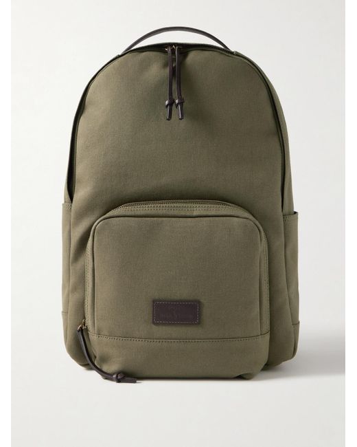 Polo Ralph Lauren Green Leather-Trimmed Cotton-Canvas Backpack for men