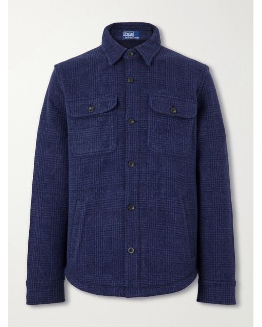 Polo Ralph Lauren Blue Checked Wool-Blend Shirt for men