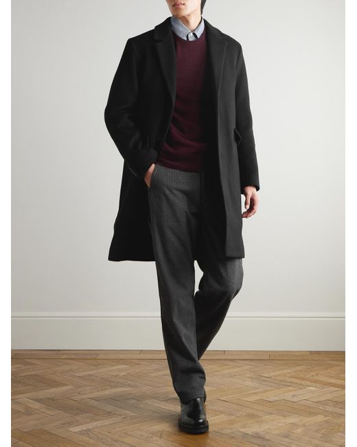 Wool And Cashmere-Blend Coat di Mr P. in Black da Uomo