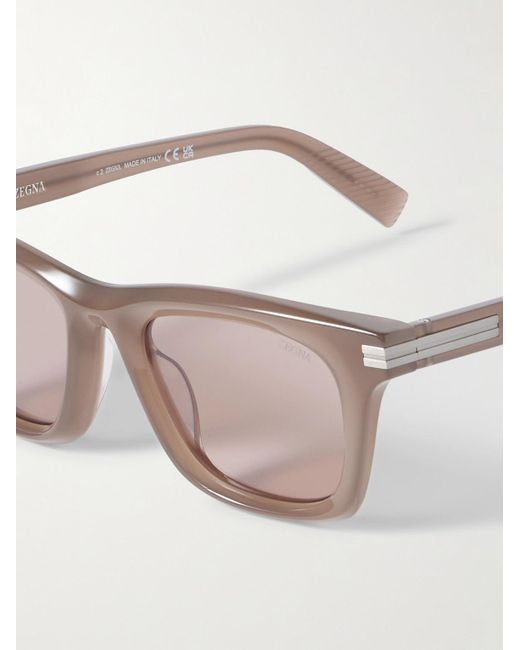 Zegna Natural Square-Frame Acetate Sunglasses for men
