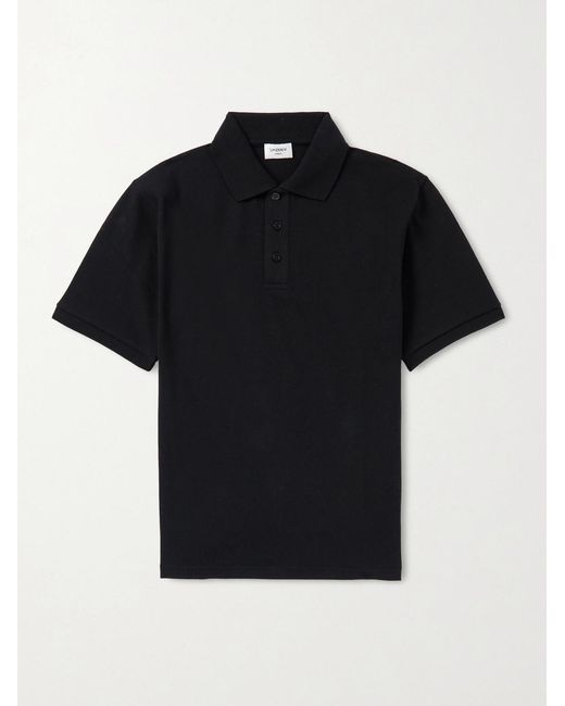 Saint Laurent Black Logo-embroidered Cotton-blend Piqué Polo Shirt for men