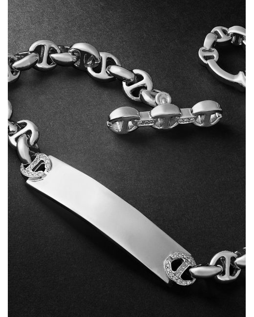 Hoorsenbuhs 5 mm Open-Link Monogram Armband aus Sterlingsilber mit Diamanten in Black für Herren