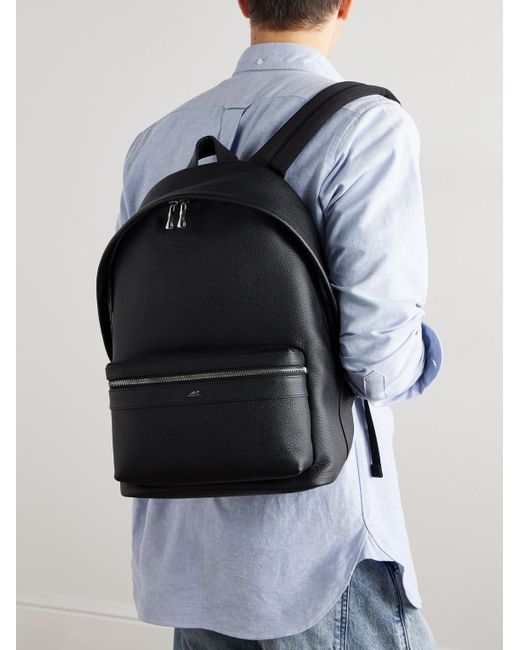 Full-Grain Leather Backpack di Mr P. in Black da Uomo