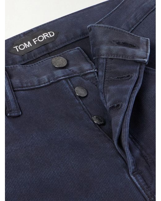Tom Ford Blue Slim-fit Straight-leg Cotton-blend Corduroy Trousers for men