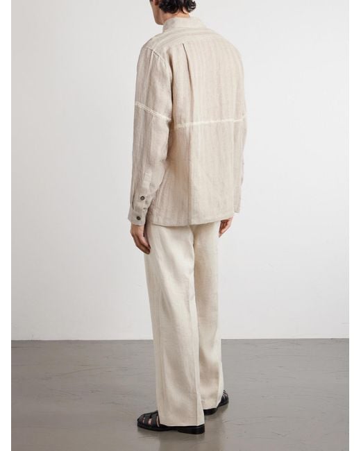 Kartik Research Natural Rabari Embroidered Linen Shirt for men