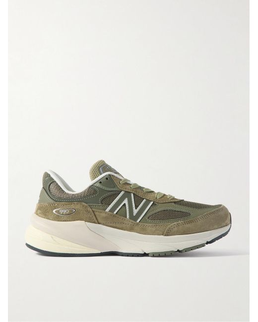 New Balance Green 990v6 Leather-trimmed Suede And Mesh Sneakers for men