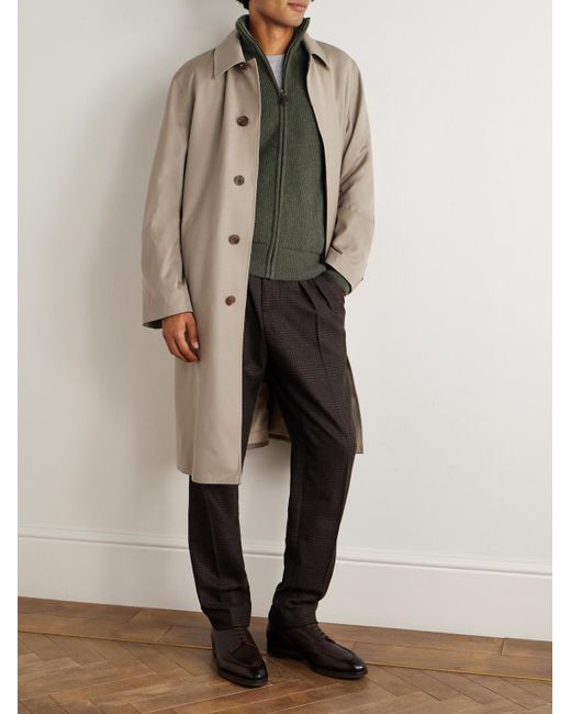 James Purdey & Sons Green Orkney Ribbed-Knit Wool Zip-Up Cardigan for men